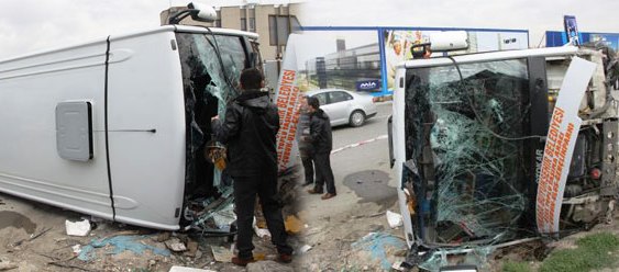 Özel Halk Otobüsü Devrildi: 16 Yaralı